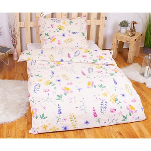 Bavlněné povlečení 140x200+70x90 Flora meruňková