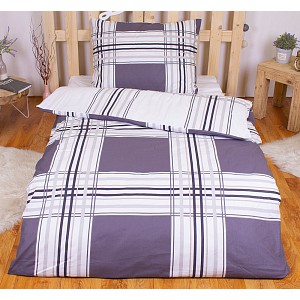 Bavlněné povlečení 140x200+70x90 Kostka šedo-bílá