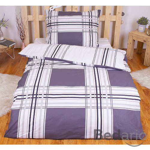 Bavlněné povlečení 140x200+70x90 Kostka šedo-bílá