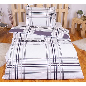 Bavlněné povlečení 140x200+70x90 Kostka šedo-bílá