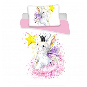 Bavlněné povlečení do postýlky 100x135+40x60 Bunny white