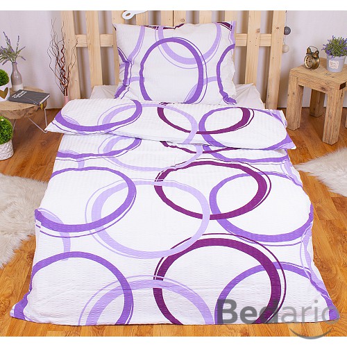 Krepové povlečení DELUXE 140x200+70x90 Fialové kruhy