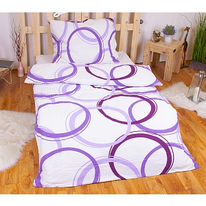 Krepové povlečení DELUXE 140x200+70x90 Fialové kruhy