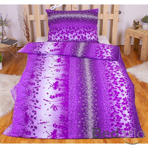 Krepové povlečení DELUXE 140x200+70x90 Fialová louka
