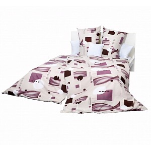 Bavlněné povlečení 140x200+70x90 Scarlet šedo-fialová