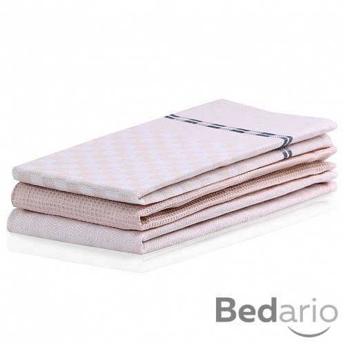 Zvýhodněná sada 3ks kuchyňských utěrek LOUIE COLLECTION - Béžová variace