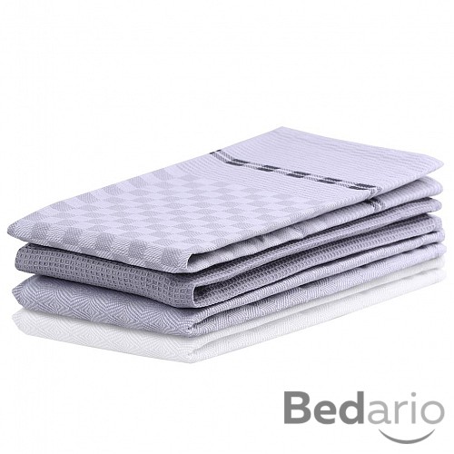 Zvýhodněná sada 3ks kuchyňských utěrek LOUIE COLLECTION - Světle šedá variace