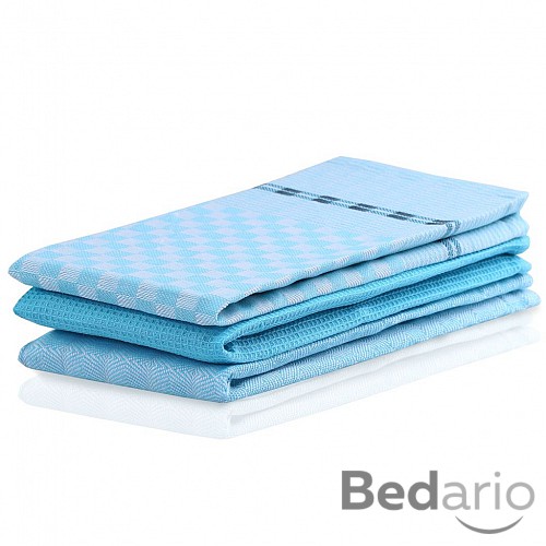 Zvýhodněná sada 3ks kuchyňských utěrek LOUIE COLLECTION - Tyrkysová variace