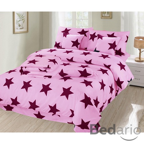 Osmidílná sada povlečení na 2 lůžka 140x200+70x90 Pinkish Starline