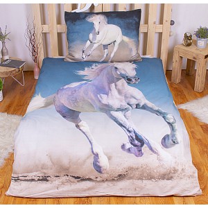 Bavlněné povlečení 140x200+70x90 White horse