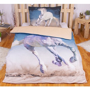 Bavlněné povlečení 140x200+70x90 White horse