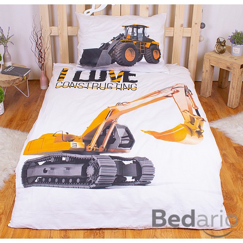 Bavlněné povlečení 140x200+70x90 Bagr bílý