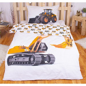 Bavlněné povlečení 140x200+70x90 Bagr bílý