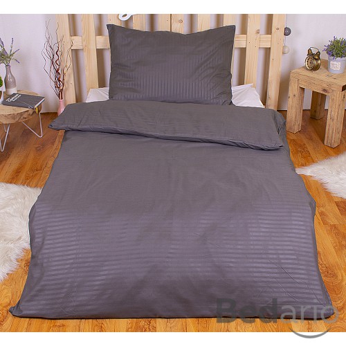 Povlečení mikrovlákno DeLuxe 140x200+70x90 Proužek tmavě šedý