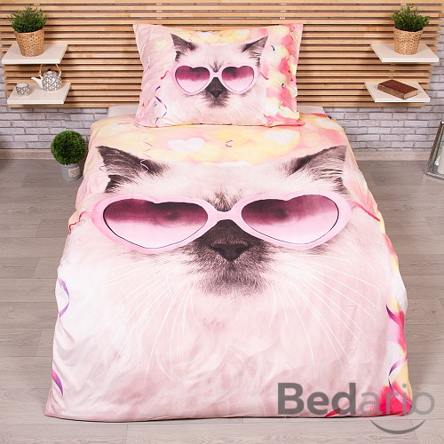 3D povlečení 140x200+70x90 Crazy cat