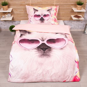 3D povlečení 140x200+70x90 Crazy cat