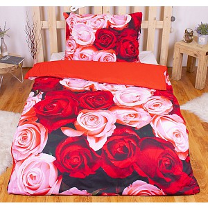 3D povlečení 140x200+70x90 Rose garden