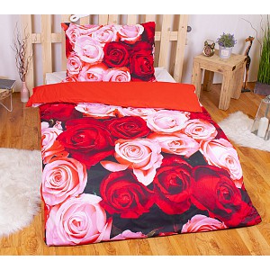 3D povlečení 140x200+70x90 Rose garden