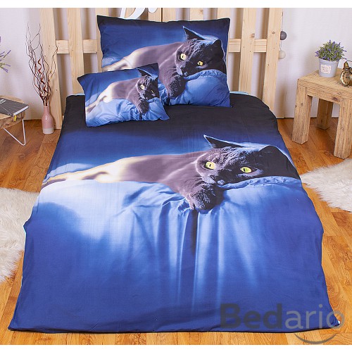 Sedmidílná sada 3D povlečení 140x200+70x90 British cat