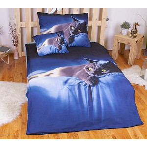 Sedmidílná sada 3D povlečení 140x200+70x90 British cat