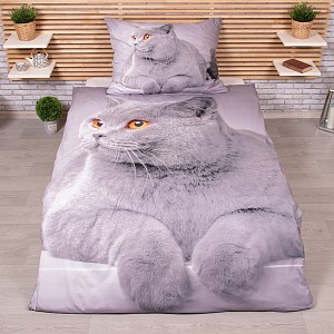 3D povlečení 140x200+70x90 Grey cat