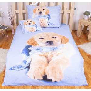 Sedmidílná sada 3D povlečení 140x200+70x90 Winter puppy