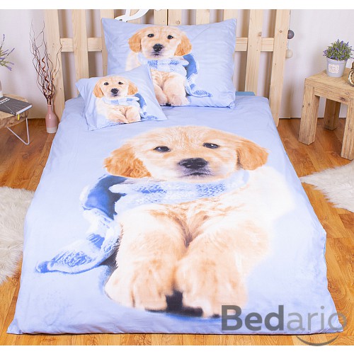 Sedmidílná sada 3D povlečení 140x200+70x90 Winter puppy