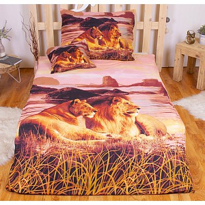 Sedmidílná sada 3D povlečení 140x200+70x90 Lions