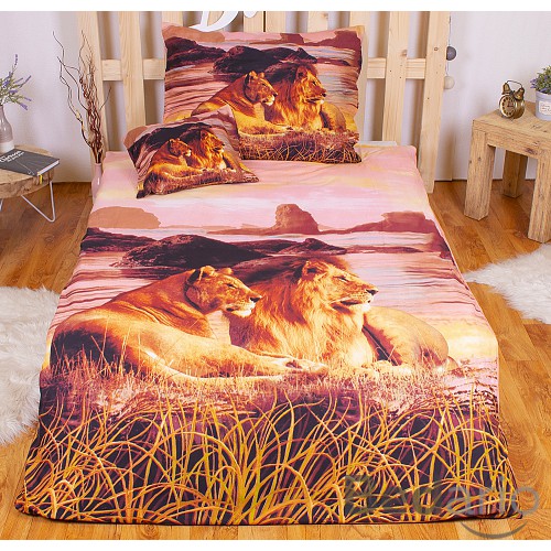 Sedmidílná sada 3D povlečení 140x200+70x90 Lions