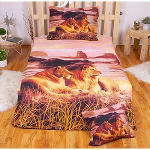 Sedmidílná sada 3D povlečení 140x200+70x90 Lions