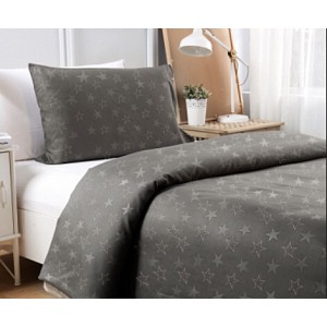 Povlečení mikrovlákno DeLuxe 140x200+70x90 Hvězda šedá