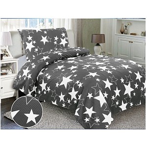 Mikrokrepové povlečení Easy 140x200 70x90 Vykrajované hvězdy tmavě šedé