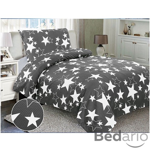 Mikrokrepové povlečení Easy 140x200 70x90 Vykrajované hvězdy tmavě šedé