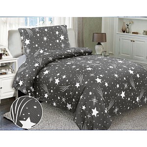 Mikrokrepové povlečení Easy 140x200 70x90 Komety šedé