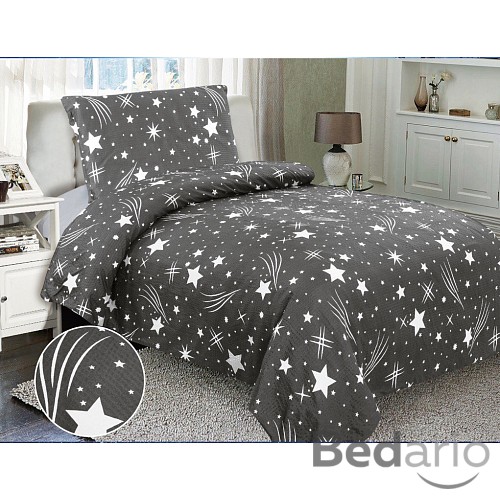 Mikrokrepové povlečení Easy 140x200 70x90 Komety šedé