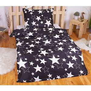 Povlečení mikrovlákno DeLuxe 140x200+70x90 Vykrajované hvězdy černé