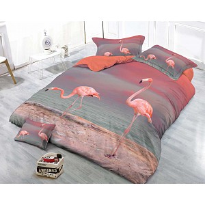 3D Povlečení 140x200+70x90 Plameňáci
