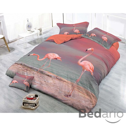 3D Povlečení 140x200+70x90 Plameňáci