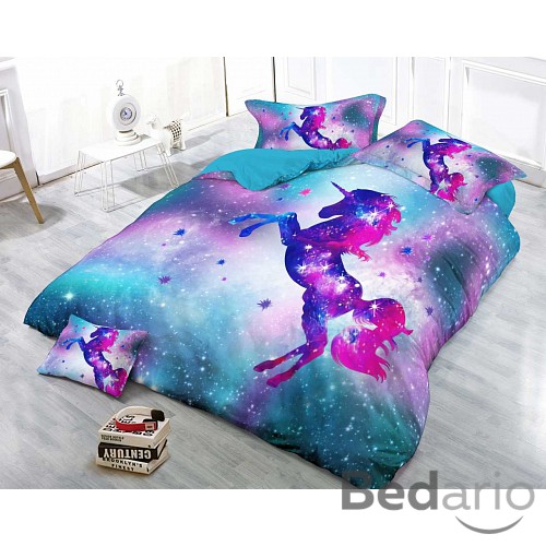 3D Povlečení 140x200+70x90 Duhový jednorožec