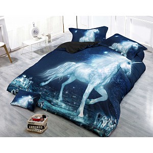 3D Povlečení 140x200+70x90 Měsíční jednorožec