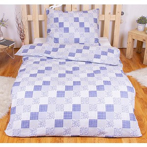 BAVLNĚNÉ POVLEČENÍ DELUXE 140x200+70x90 Patchwork mix - modrý