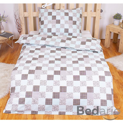 BAVLNĚNÉ POVLEČENÍ DELUXE 140x200+70x90 Patchwork mix - tyrkys