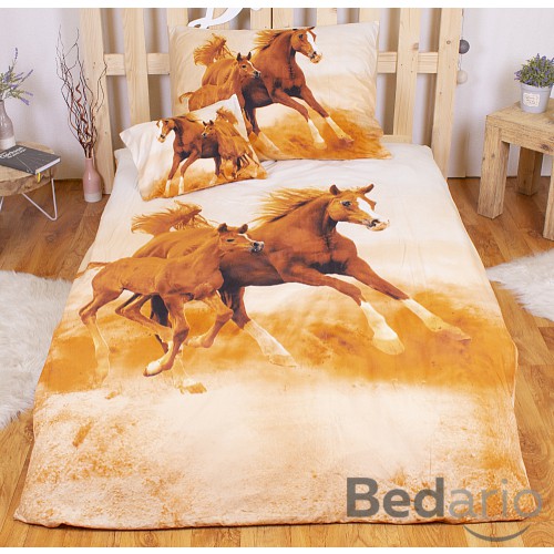 Sedmidílná sada 3D povlečení 140x200+70x90 Horses