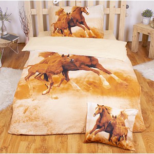 Sedmidílná sada 3D povlečení 140x200+70x90 Horses