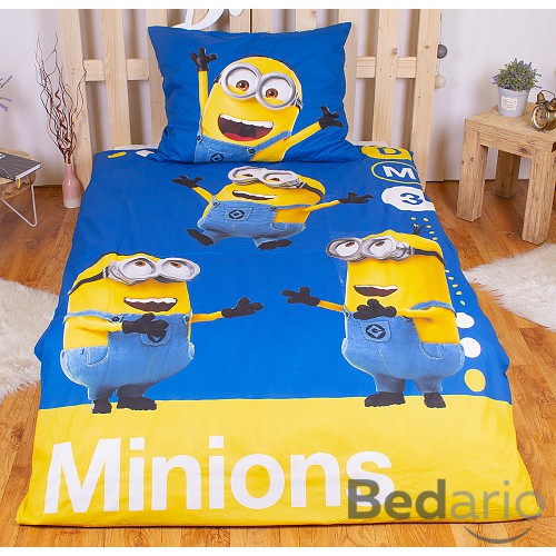 Bavlněné povlečení 140x200+70x90 Mimoni blue