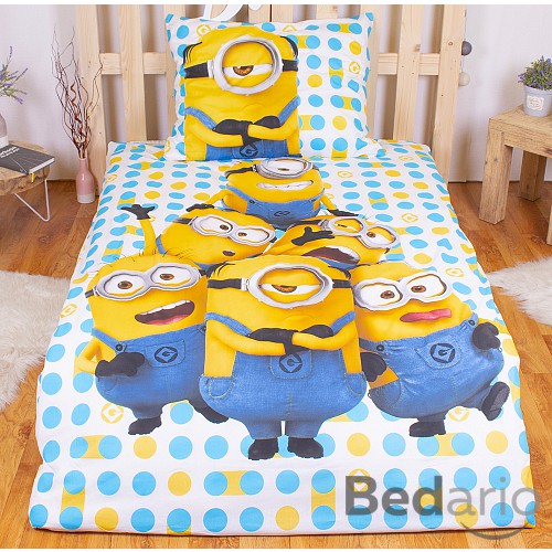 Bavlněné povlečení 140x200+70x90 Mimoni puntík