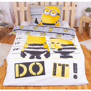 Bavlněné povlečení 140x200+70x90 Mimoni za mřížemi