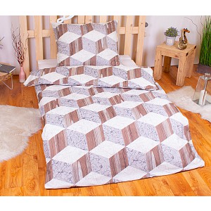 Povlečení mikrovlákno LIMITED 140x200+70x90 Dřevo - Kámen