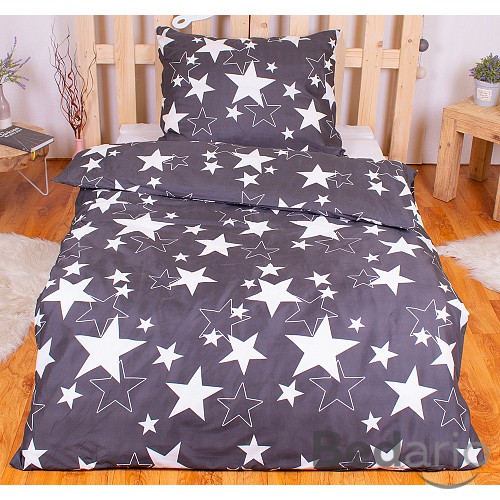 Povlečení mikrovlákno LIMITED 140x200+70x90 Vykrajované hvězdy tmavě šedé
