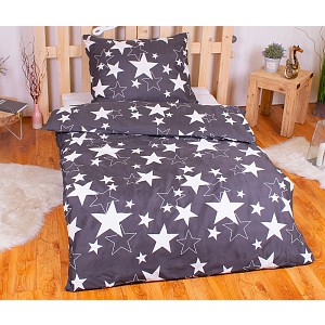 Povlečení mikrovlákno LIMITED 140x200+70x90 Vykrajované hvězdy tmavě šedé